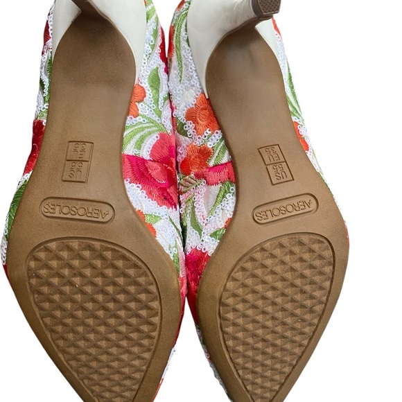 AEROSOLES Women's Floral Embroidered Flats - Red and Green - Picture 4 of 5